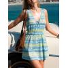 CUPSHE Swimsuit Coverup for Women Sleeveless Plunging V Elastic Waist Mini Beach Cover Up Dresses(Blue)