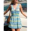 CUPSHE Swimsuit Coverup for Women Sleeveless Plunging V Elastic Waist Mini Beach Cover Up Dresses(Blue)
