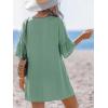 CUPSHE Swimsuit Coverup for Women V Neck Lightweight 3/4 Bell Sleeve Summer Beach Cover Up Dress(Green)