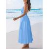 CUPSHE Women 2026 Summer Beach Maxi Dress Plunge V Backless Cami Strape Smocked Waist Sun Dress Long Wedding Guest Dress(Blue)