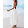 CUPSHE Women 2026 Summer Beach Maxi Dress Plunge V Backless Cami Strape Smocked Waist Sun Dress Long Wedding Guest Dress(White)