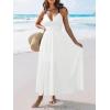 CUPSHE Women 2026 Summer Beach Maxi Dress Plunge V Backless Cami Strape Smocked Waist Sun Dress Long Wedding Guest Dress(White)