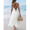 CUPSHE Women 2026 Summer Beach Maxi Dress Plunge V Backless Cami Strape Smocked Waist Sun Dress Long Wedding Guest Dress(White)