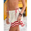CUPSHE Women Cover Up Skirt Crochet Knit Drawstring Beach Wrap Mini Skirt(Beige)