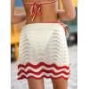 CUPSHE Women Cover Up Skirt Crochet Knit Drawstring Beach Wrap Mini Skirt(Beige)