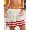 CUPSHE Women Cover Up Skirt Crochet Knit Drawstring Beach Wrap Mini Skirt(Beige)