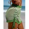 CUPSHE Women Crochet Cover Up Skirt Hollow Out Knit Drawstring Beach Wrap Mini Skirt Green, S(Green)
