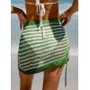 CUPSHE Women Crochet Cover Up Skirt Hollow Out Knit Drawstring Beach Wrap Mini Skirt Green, S(Green)