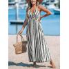 CUPSHE Women Halter Backless Summer Dresses Spaghetti Strap Side Slit Casual Beach Sundress Holiday Vacation Maxi Dress(Black)