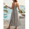 CUPSHE Women Halter Backless Summer Dresses Spaghetti Strap Side Slit Casual Beach Sundress Holiday Vacation Maxi Dress(Black)