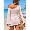 CUPSHE Women Swimsuit Cover Ups One Shoulder Sheer Beach Cover Up Dresses for Swimwear(White)