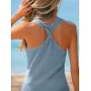 CUPSHE Women Swimsuit Cover Ups Waffle Knit Sleeveless Criss Cross Mini Beach Coverup Dresses(Light Blue)