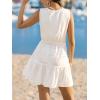 CUPSHE Women’s Beach Cover Up Dress V Neck Sleeveless Summer Swimsuit Coverup Mini Dress(White)