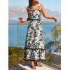 CUPSHE Women’s Boho Floral Maxi Dress 2026 Sleeveless Long Flowy Sundress Summer Beach Vacation Wedding Guest Cami Dresses(Black White)