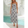 CUPSHE Women’s Boho Summer Dresses Sleeveless Ruched Paisley Smocked Beach Vacation Sundress Spaghetti Straps Midi Dress(Navy Paisley)