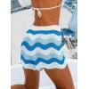 CUPSHE Women’s Cover Up Shorts Striped Drawstring Waist Knit Swimsuit Cover Up Summer Casual Beach Shorts(Blue Striped)