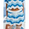 CUPSHE Women’s Cover Up Shorts Striped Drawstring Waist Knit Swimsuit Cover Up Summer Casual Beach Shorts(Blue Striped)