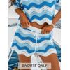CUPSHE Women’s Cover Up Shorts Striped Drawstring Waist Knit Swimsuit Cover Up Summer Casual Beach Shorts(Blue Striped)