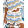 CUPSHE Women’s Cover Up Shorts Striped Drawstring Waist Knit Swimsuit Cover Up Summer Casual Beach Shorts(Blue-neutral Striped)