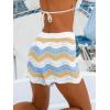 CUPSHE Women’s Cover Up Shorts Striped Drawstring Waist Knit Swimsuit Cover Up Summer Casual Beach Shorts(Blue-neutral Striped)