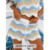 CUPSHE Women’s Cover Up Shorts Striped Drawstring Waist Knit Swimsuit Cover Up Summer Casual Beach Shorts(Blue-neutral Striped)