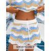 CUPSHE Women’s Cover Up Shorts Striped Drawstring Waist Knit Swimsuit Cover Up Summer Casual Beach Shorts(Blue-neutral Striped)