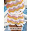 CUPSHE Women’s Cover Up Shorts Striped Drawstring Waist Knit Swimsuit Cover Up Summer Casual Beach Shorts(Pink-yellow Striped)