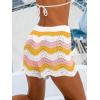 CUPSHE Women’s Cover Up Shorts Striped Drawstring Waist Knit Swimsuit Cover Up Summer Casual Beach Shorts(Pink-yellow Striped)