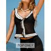 CUPSHE Women’s Cover Up Top Crochet Sleeveless Beach Top Scoop Neck Casual Summer Tops(Black)