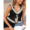 CUPSHE Women’s Cover Up Top Crochet Sleeveless Beach Top Scoop Neck Casual Summer Tops(Black)