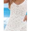CUPSHE Women’s Crochet Swimsuit Cover Up Sleeveless Side Ruching Beach Mini Bathing Suit Cover Up Dress(White)