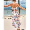 CUPSHE Women’s Long Dresses Summer Sleeveless Beach Casual Side Slit Spaghetti Straps Vacation Graduation Midi Dress(Pink/Blue)