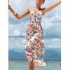 CUPSHE Women’s Long Dresses Summer Sleeveless Beach Casual Side Slit Spaghetti Straps Vacation Graduation Midi Dress(Pink/Blue)