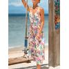 CUPSHE Women’s Long Dresses Summer Sleeveless Beach Casual Side Slit Spaghetti Straps Vacation Graduation Midi Dress(Pink/Blue)