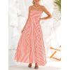 CUPSHE Womens Summer Maxi Dress Casual Sleeveless Square Neck Striped Beach Long Dress with Pockets(Coral)
