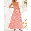 CUPSHE Womens Summer Maxi Dress Casual Sleeveless Square Neck Striped Beach Long Dress with Pockets(Coral)