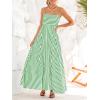 CUPSHE Womens Summer Maxi Dress Casual Sleeveless Square Neck Striped Beach Long Dress with Pockets(Green)