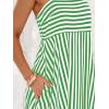 CUPSHE Womens Summer Maxi Dress Casual Sleeveless Square Neck Striped Beach Long Dress with Pockets(Green)