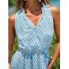 CUPSHE Womens Summer Mini Dress 2026 Notched V Neck Elastic Waist A Line Ruffle Floral Casual Vacation Beach Short Dress(Blue Floral)