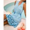 CUPSHE Womens Summer Mini Dress 2026 Notched V Neck Elastic Waist A Line Ruffle Floral Casual Vacation Beach Short Dress(Blue Floral)