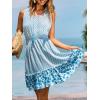 CUPSHE Womens Summer Mini Dress 2026 Notched V Neck Elastic Waist A Line Ruffle Floral Casual Vacation Beach Short Dress(Blue Floral)