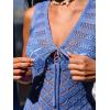CUPSHE Women’s Swimsuit Cover Up Crochet Sleeveless Tie Front Casual Beach Cover Up Dress for Swimwear(Blue)