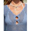 CUPSHE Women’s Swimsuit Coverup Crochet Long Sleeve Casual Beach Cover Up Dress for Swimwear(Blue)