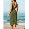 CUPSHE Womens Swimsuit Coverup Ribbed Backless Square Neck Midi Beach Cover Up Dresses(Green)