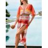 CUPSHE Womens Swimsuit Coverup V Neck Short Sleeve Maxi Long Beach Cover Up Dresses(Red)