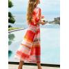CUPSHE Womens Swimsuit Coverup V Neck Short Sleeve Maxi Long Beach Cover Up Dresses(Red)