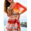 CUPSHE Womens Swimsuit Coverup V Neck Short Sleeve Maxi Long Beach Cover Up Dresses(Red)