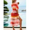 CUPSHE Womens Swimsuit Coverup V Neck Short Sleeve Maxi Long Beach Cover Up Dresses(Red)