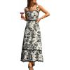 CUPSHE Women’s Boho Floral Maxi Dress 2026 Sleeveless Long Flowy Sundress Summer Beach Vacation Wedding Guest Cami Dresses(Black White)