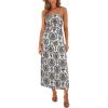 CUPSHE Women’s Boho Summer Dresses Sleeveless Ruched Paisley Smocked Beach Vacation Sundress Spaghetti Straps Midi Dress(Navy Paisley)
